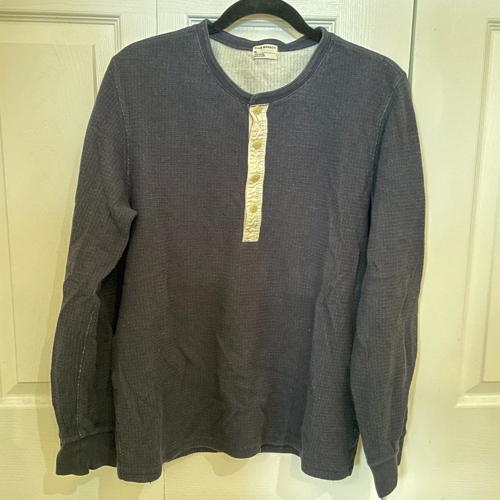 Blue Long Sleeved 100% Cotton Club Monaco Mens Shirt